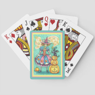 PINKPARTIJ WITCH IS HALLOEEN MAGIC, ZWARTE CAT POKERKAARTEN