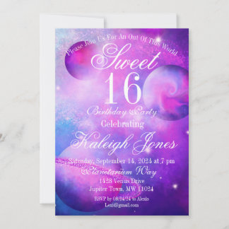 Pinkple Planets Invitation Kaart