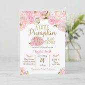 PinkPumpkin Baby shower Invitation Gold Glitter Kaart (Staand voorkant)