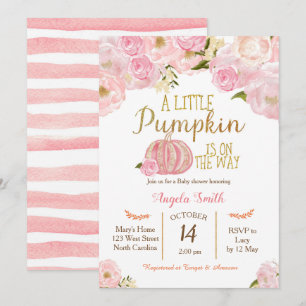 PinkPumpkin Baby shower Uitnodiging Gold Glitter