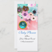 PINKROSEN EN BLAUWE FOTO-MONOGRAM KAART (Achterkant)