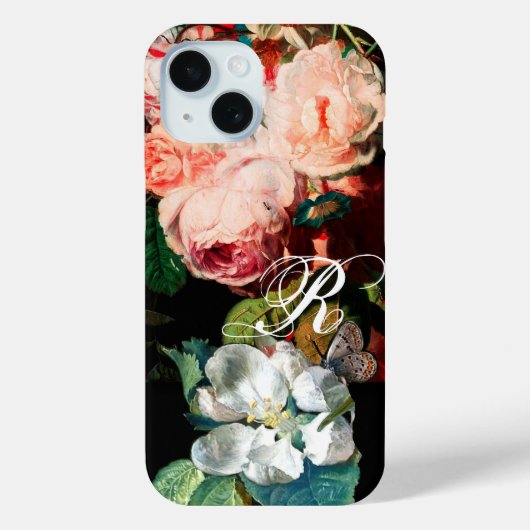 PINKROSES, BUTTERFLY, WITTE STROOMMONOGRAM Case-Mate iPhone CASE (Achterkant)