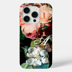 PINKROSES, BUTTERFLY, WITTE STROOMMONOGRAM iPhone 15 PRO CASE
