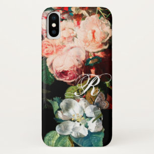 PINKROSES, BUTTERFLY, WITTE STROOMMONOGRAM iPhone X HOESJE