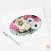 PINKROSES EN ANEMONSENSTROMEN Dank u Ovale Sticker (Envelop)