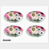 PINKROSES EN ANEMONSENSTROMEN Dank u Ovale Sticker (Vel)