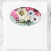 PINKROSES EN ANEMONSENSTROMEN Dank u Ovale Sticker (Tas)