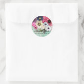 PINKROSES EN ANEMONSENSTROMEN Dank u Ronde Sticker (Tas)