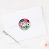 PINKROSES EN ANEMONSENSTROMEN Dank u Ronde Sticker (Envelop)
