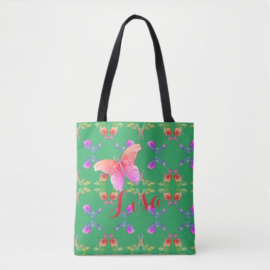 PinkRoses en Butterflies, geïnspireerd op Blauwgro Tote Bag (Voorkant)
