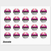 PINKROSES EN FUCHSIA RIBBON MONOGRAM Gemstone Ronde Sticker (Vel)