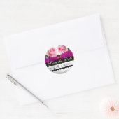 PINKROSES EN FUCHSIA RIBBON MONOGRAM Gemstone Ronde Sticker (Envelop)