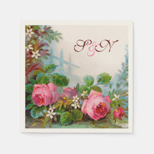 PINKROSES EN JASMINEN, BLOEDENDE MONOGRAM SERVET