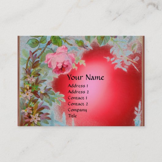 PINKROSES EN JASMINES MONOGRAM GEM STONE Red Visitekaartje (Voorkant)