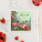 PINKROSES, JASMINEN FLORAL WEDDING MONOGRAM Blauwg Servetten (Insitu)