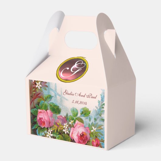 PINKROSES, JASMINEN MET GEM MONOGRAM BEDANKDOOSJES (Voorkant Zijde)