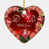 PINKROSES WEDDING HEART FOTO TEMPLATE MONOGRAM KERAMISCH ORNAMENT (Achterkant)