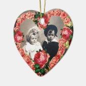 PINKROSES WEDDING HEART FOTO TEMPLATE MONOGRAM KERAMISCH ORNAMENT (Links)