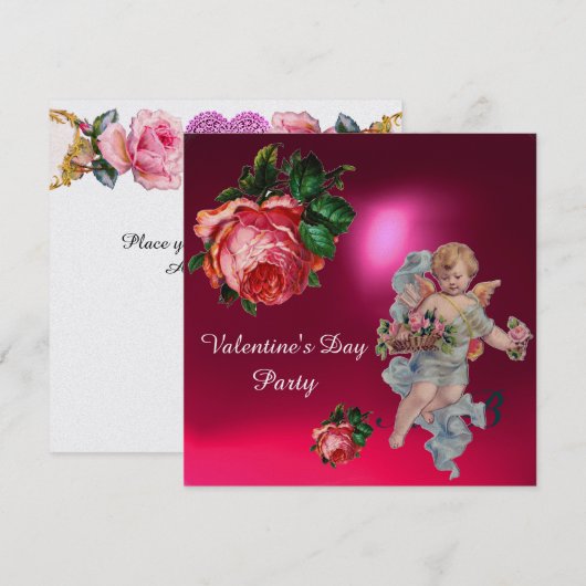 PINKROSSEN, VALENTIJN MONOGRAM KAART (Voorkant / Achterkant)