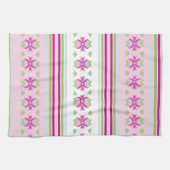 Pinks Blauwe en Groene Bloemige Keuken Theedoek (Horizontaal)