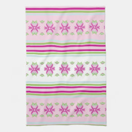 Pinks Blauwe en Groene Bloemige Keuken Theedoek