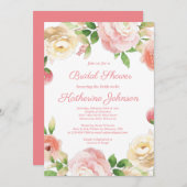 Pinks Bridal Shower-uitnodiging Kaart (Voorkant / Achterkant)