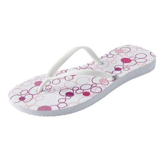 Pinks Circles Stippen Teenslippers (Schuin)