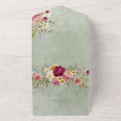  Pinks en Gele Floral op de QR-code Sage All In One Uitnodiging (Buitenkant)