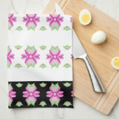 Pinks en Groen Bloemige Keuken Theedoek (Quarter Fold)