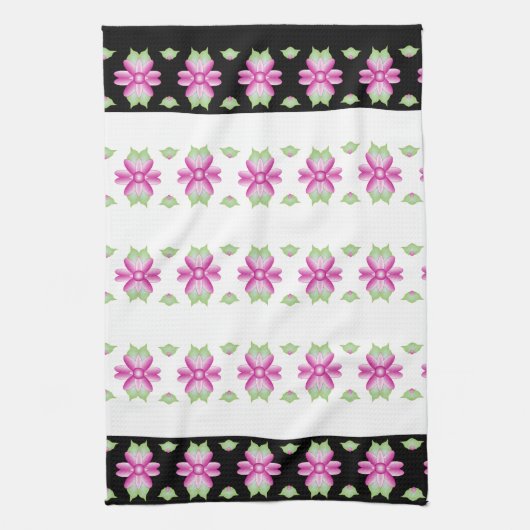 Pinks en Groen Bloemige Keuken Theedoek (Verticaal)