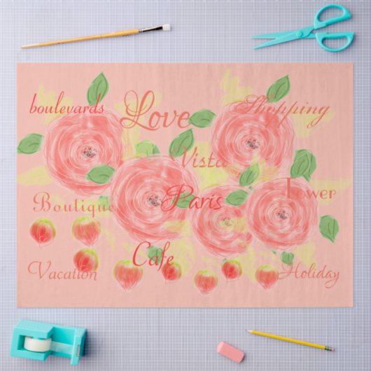 Pinks en koraal bloemig ambachtelijk tissuepapier (Craft)