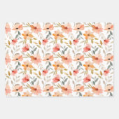 Pinks en Perzik Waterverf Bloemen Inpakpapier Vel (Voorkant 3)