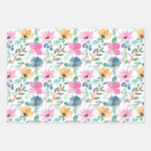 Pinks en Perzik Waterverf Bloemen Inpakpapier Vel (Voorkant)