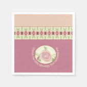 Pinks Groenen en Cream Patroon Accented Servet (Voorkant)