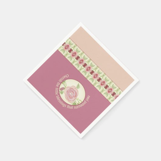 Pinks Groenen en Cream Patroon Accented Servet (Hoek)