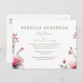 Pinks in Bloom Baby shower Uitnodiging Briefkaart (Voorkant / Achterkant)