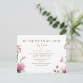 Pinks in Bloom Baby shower Uitnodiging Briefkaart (Staand voorkant)