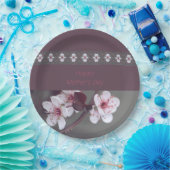 Pinks met groen en pruim papieren bordje (Feest)