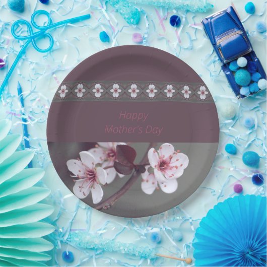 Pinks met groen en pruim papieren bordje (Feest)