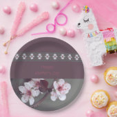 Pinks met groen en pruim papieren bordje (Feest)