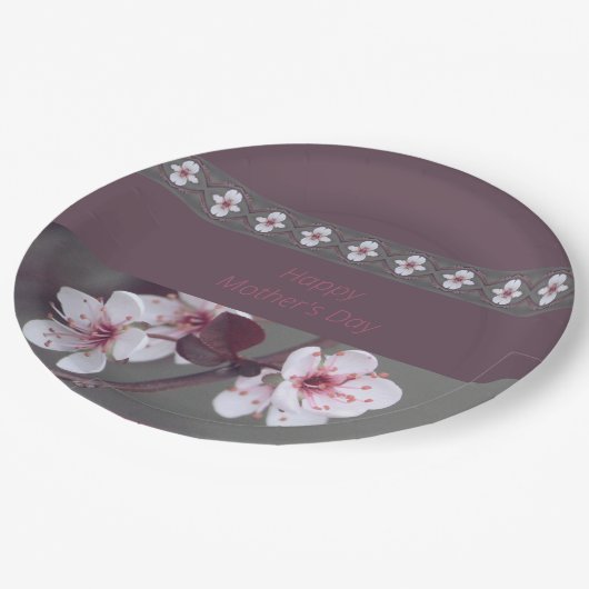 Pinks met groen en pruim papieren bordje (Gekanteld)