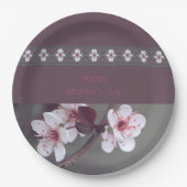 Pinks met groen en pruim papieren bordje (Voorkant)