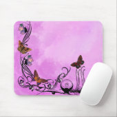 Pinks met vlinders muismat (Met muis)