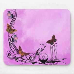 Pinks met vlinders muismat