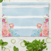 Pinks op blauw theedoek (Gevouwen)
