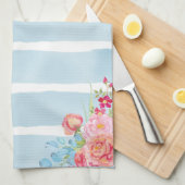 Pinks op blauw theedoek (Quarter Fold)