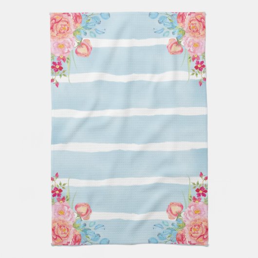Pinks op blauw theedoek (Verticaal)