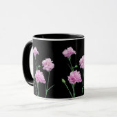 Pinks op zwart mok (Voorkant links)