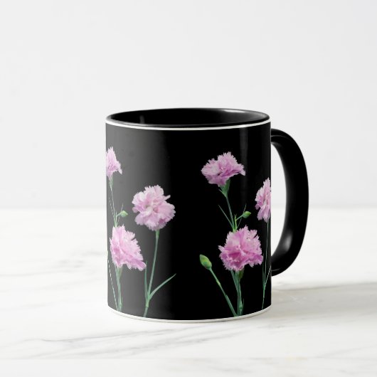 Pinks op zwart mok (Voorkant rechts)