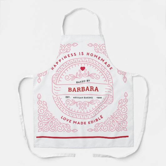 PINKS Scroll Love Made Eetable Hipster Lines Schort (Voorkant)